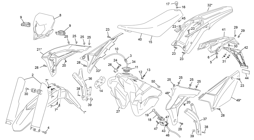 vue éclatée plastiques - sherco 125 se-r 2t racing 2021