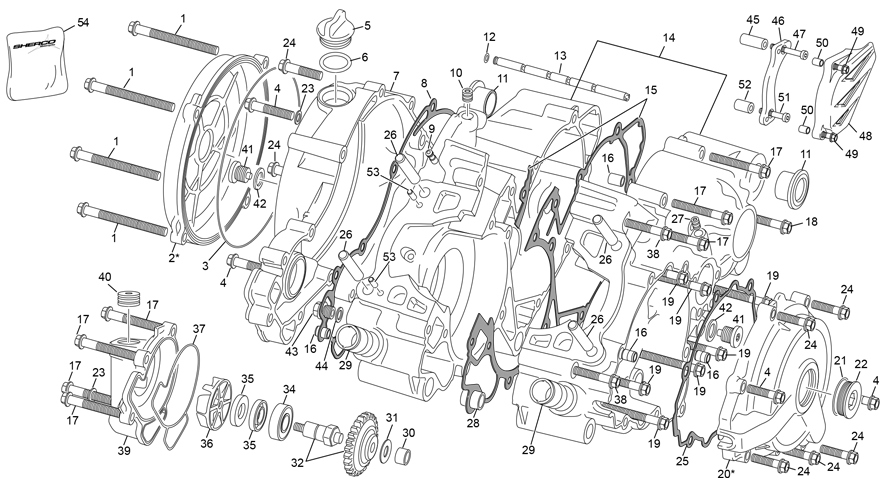 vue éclatée groupe carters - sherco 125 se-r 2t racing 2021