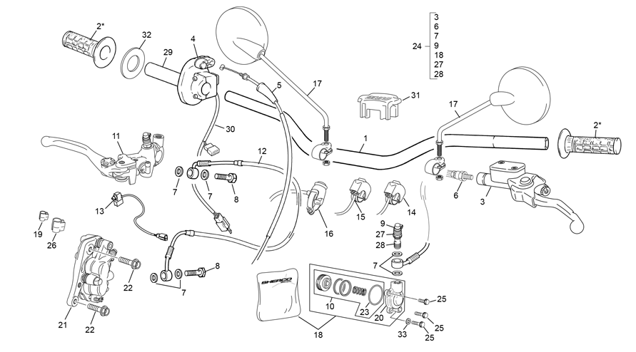 vue éclatée guidon - sherco 125 sm-r 2t sm factory eu 5 2021