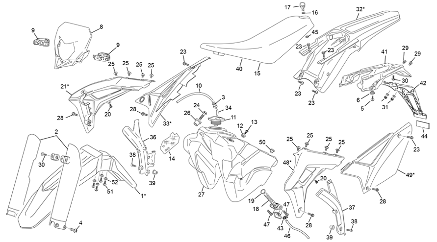 vue éclatée plastiques - sherco 125 sm-r 2t sm factory eu 5 2021