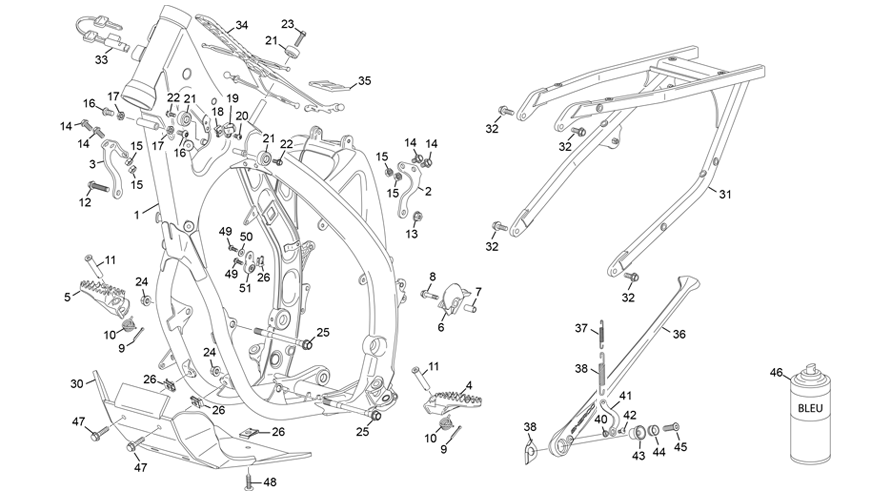 vue éclatée cadre - sherco 125 se-f 2t factory 2025