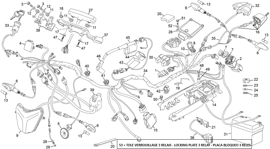 vue éclatée faisceau électrique - sherco 125 se-f 2t factory homol 2025