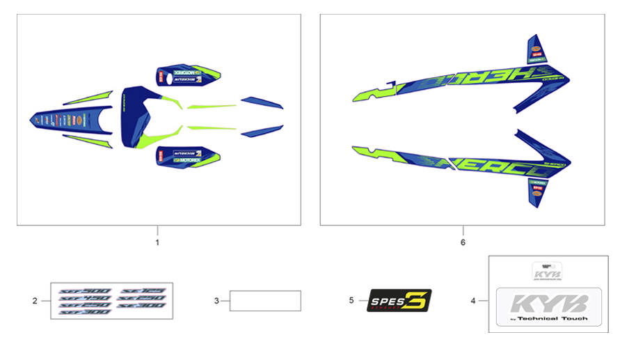 vue éclatée adhésifs - sherco 125 se-f 2t factory homol carbu 2026