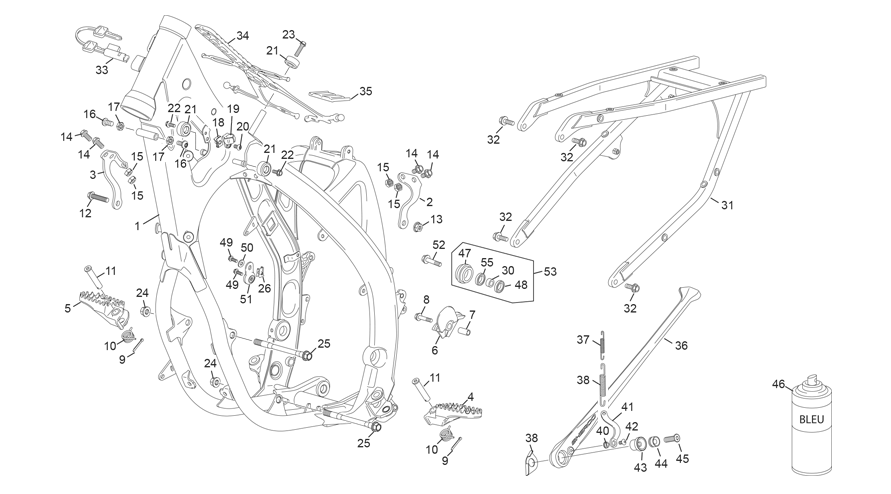 vue éclatée cadre - sherco 125 sm-f 2t sm factory homol 2026