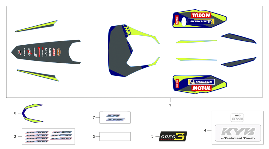 vue éclatée adhésifs - sherco 125 sm-f 2t sm factory homol 2026