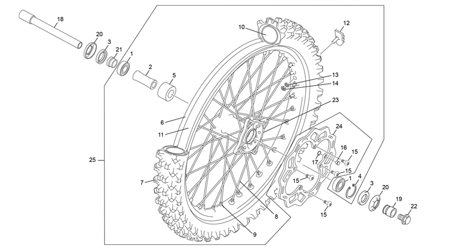 vue éclatée roue avant - sherco 125 se-f 2t factory 2027