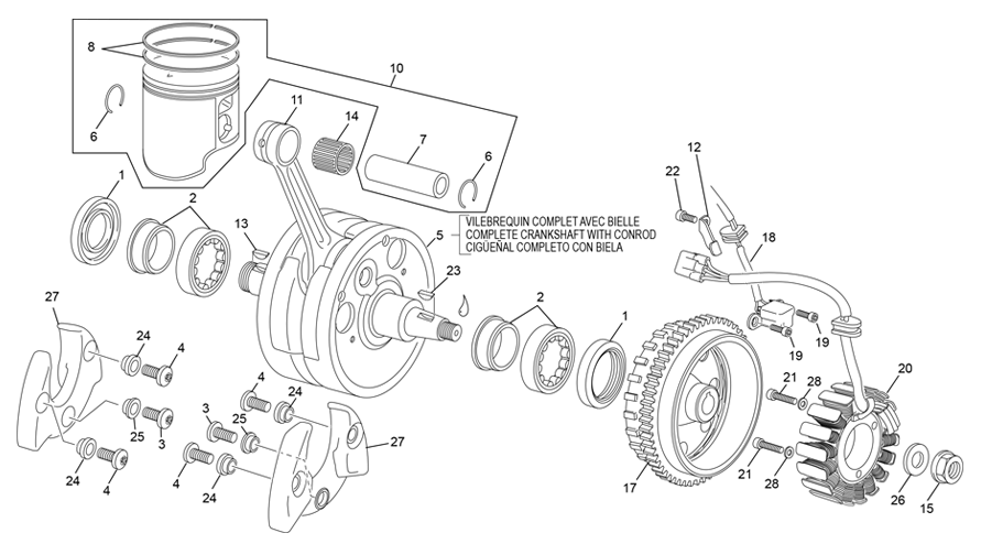 vue éclatée vilebrequin assemblé - sherco 125 se-f 2t factory 2027