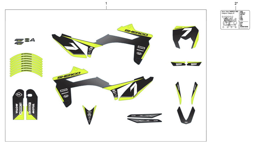 vue éclatée adhésif silver rs - sherco 50 hrd sm factory rs 2021