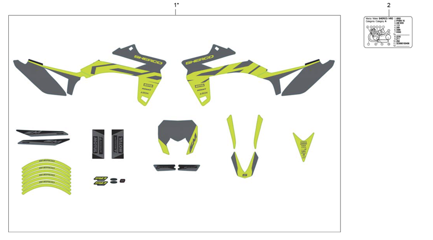 vue éclatée adhésif silver r - sherco 50 hrd sm factory r 2023