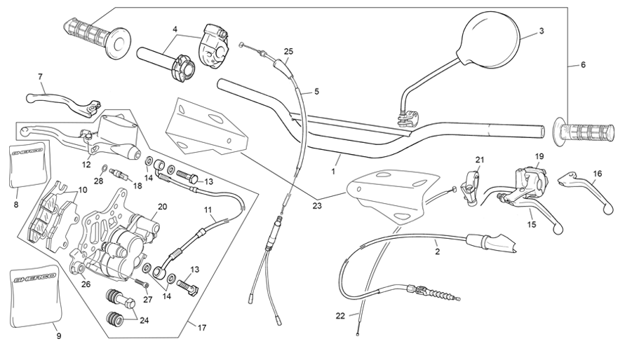 vue éclatée guidon a partir du chasis #16000 - sherco 50 hrd sm factory r a 2025