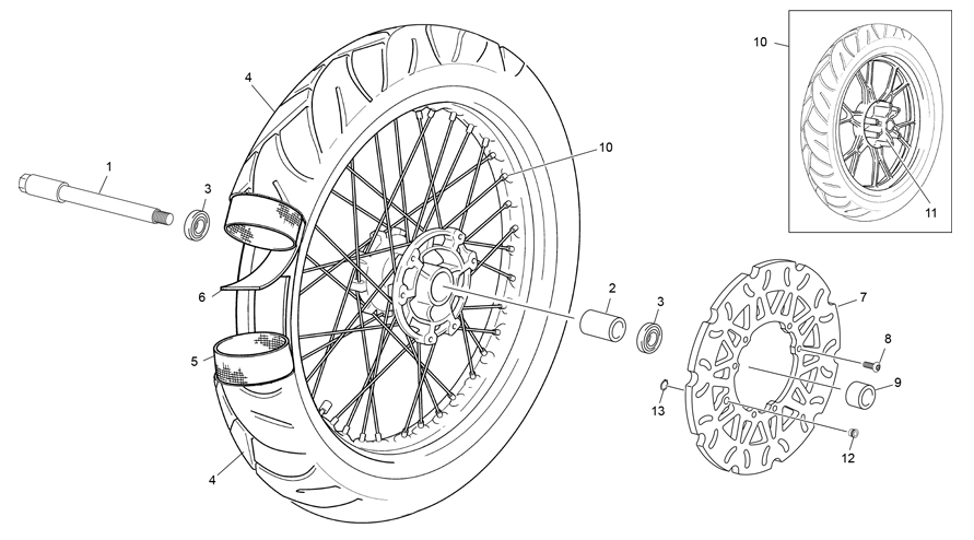 vue éclatée roue avant - sherco 50 hrd sm pink r 2024