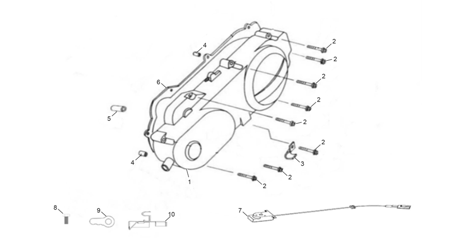 vue éclatée transmission - sherco 50 scorpa factory nardo grey 2025