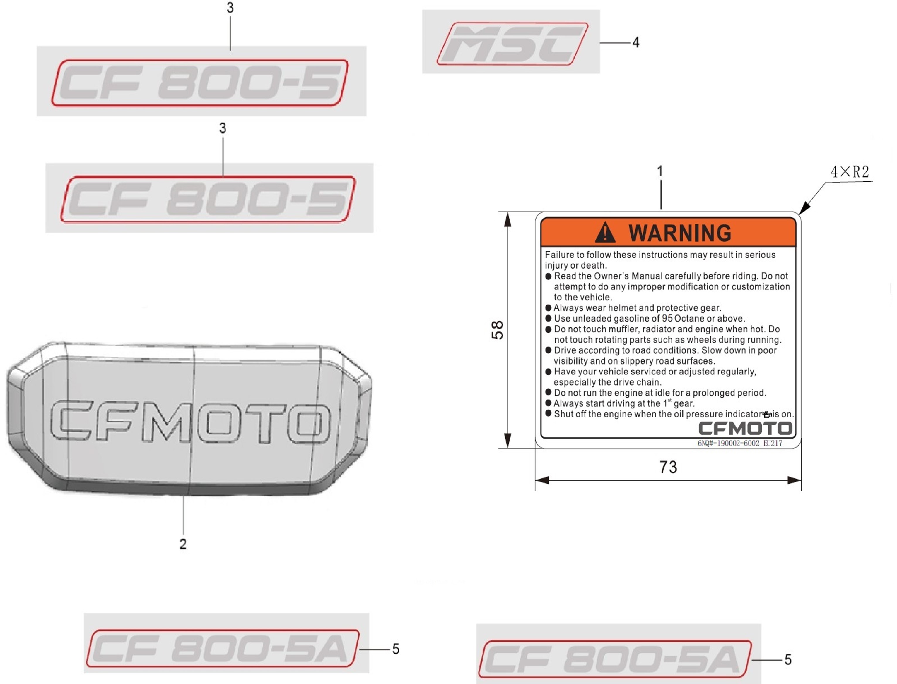 vue éclatée label - cfmoto cf 800mt touring 2022