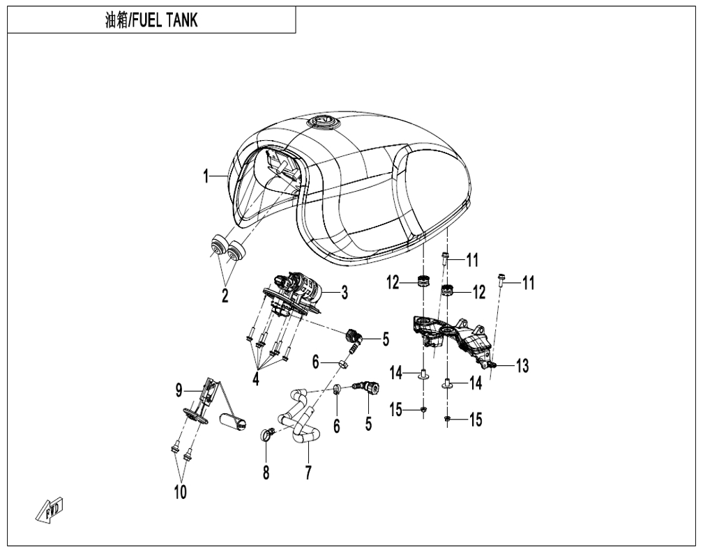 vue éclatée fuel tank - cfmoto cf450clc e5+ 2026