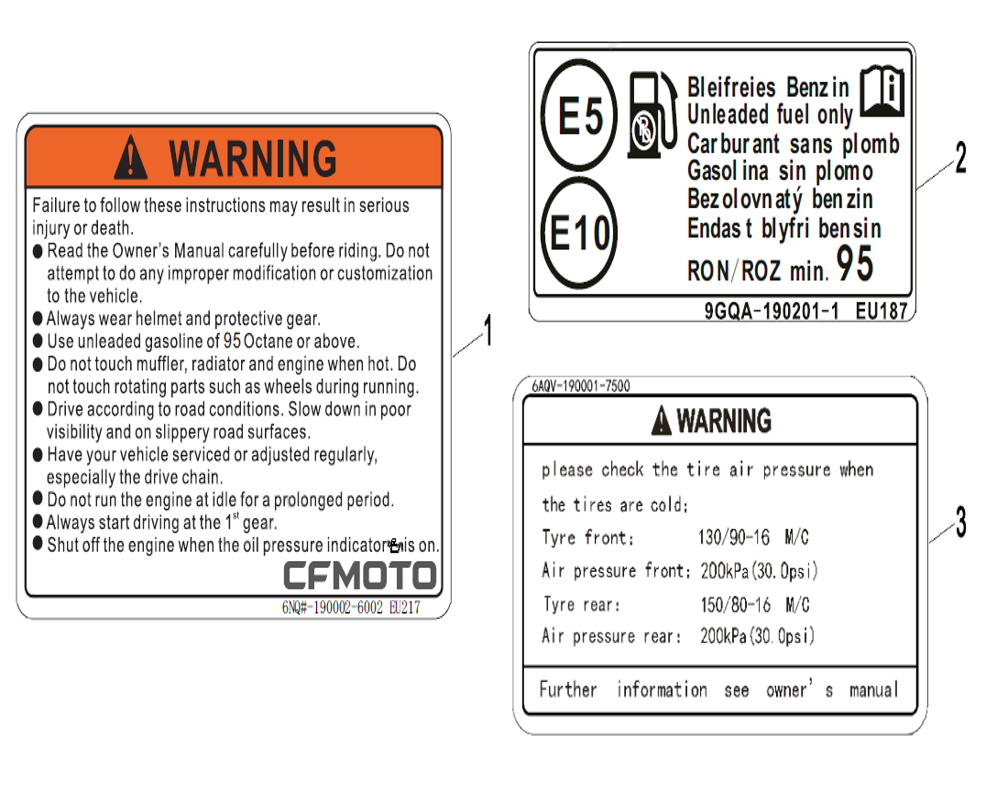 vue éclatée warning decal - cfmoto cf450clc e5+ 2026