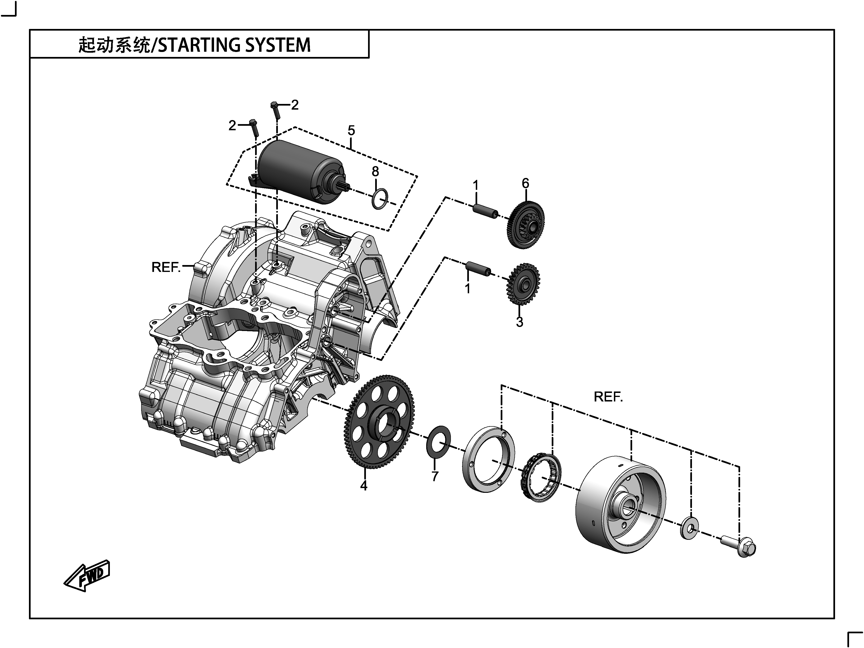 vue éclatée starting system - cfmoto 400 gt abs 2020