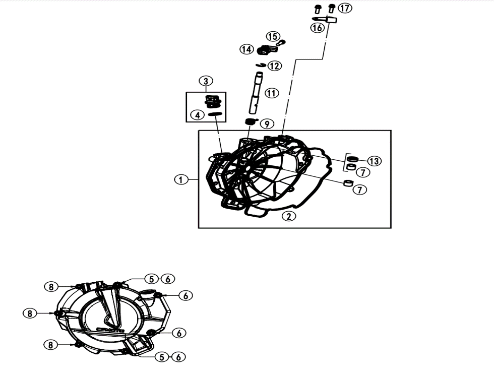 vue éclatée clutch cover - cfmoto cf 800mt explore edition 2024