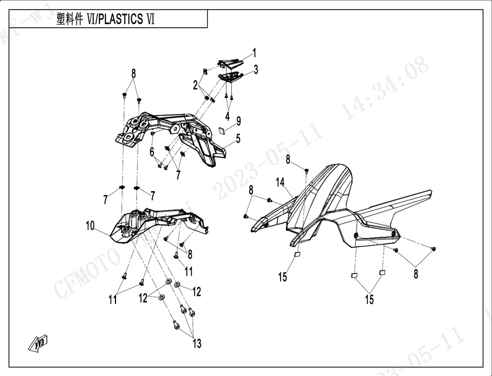 vue éclatée plastics 6 - cfmoto cf 450 nk euro 5+ 2025