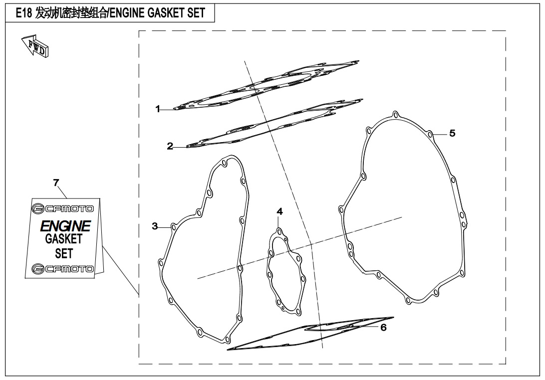 vue éclatée engine gasket set - cfmoto 650 nk abs 2020