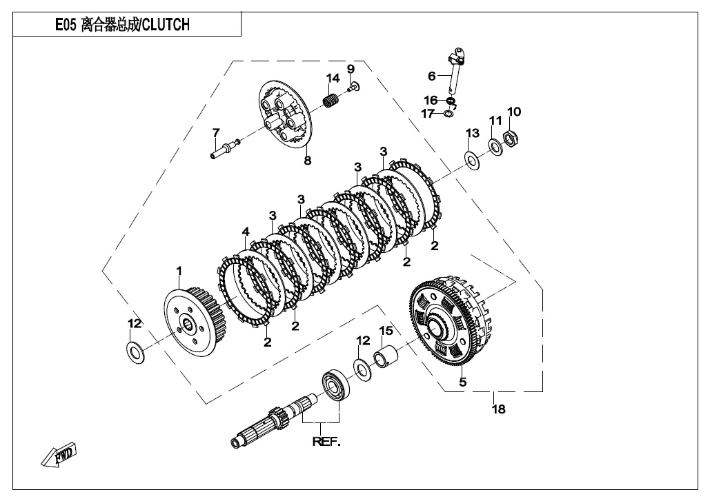 vue éclatée clutch - cfmoto 650 nk abs 2020