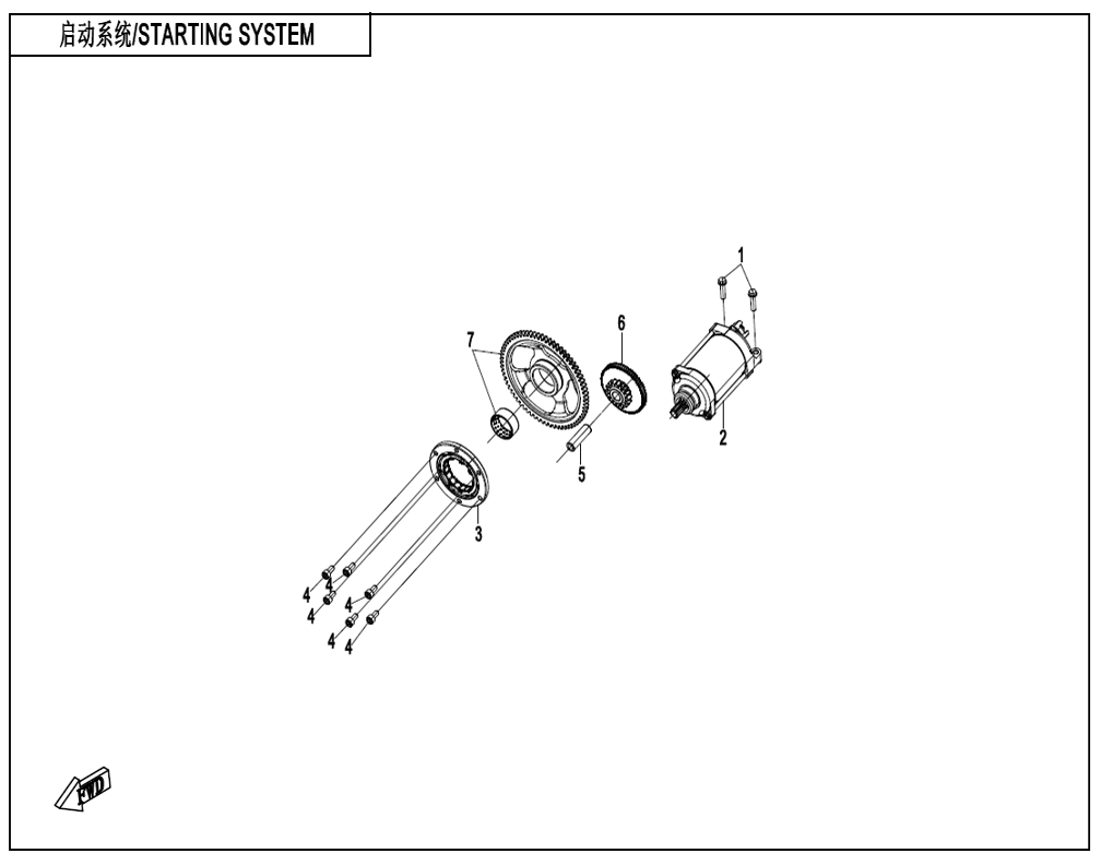 vue éclatée starting system - cfmoto cf675 nk a2 2026