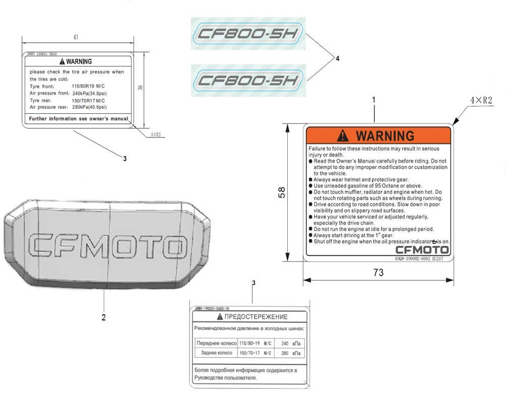 vue éclatée label - cfmoto cf 800mt explore euro 5+ 2025