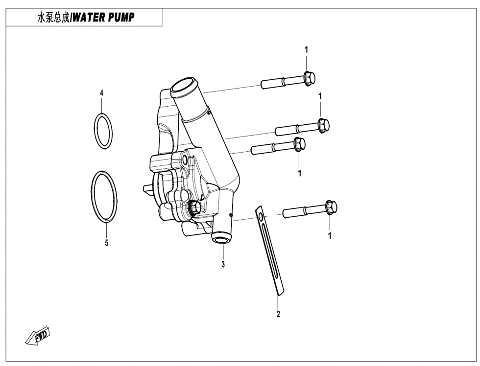 vue éclatée water pump - cfmoto cf450 mt 2024