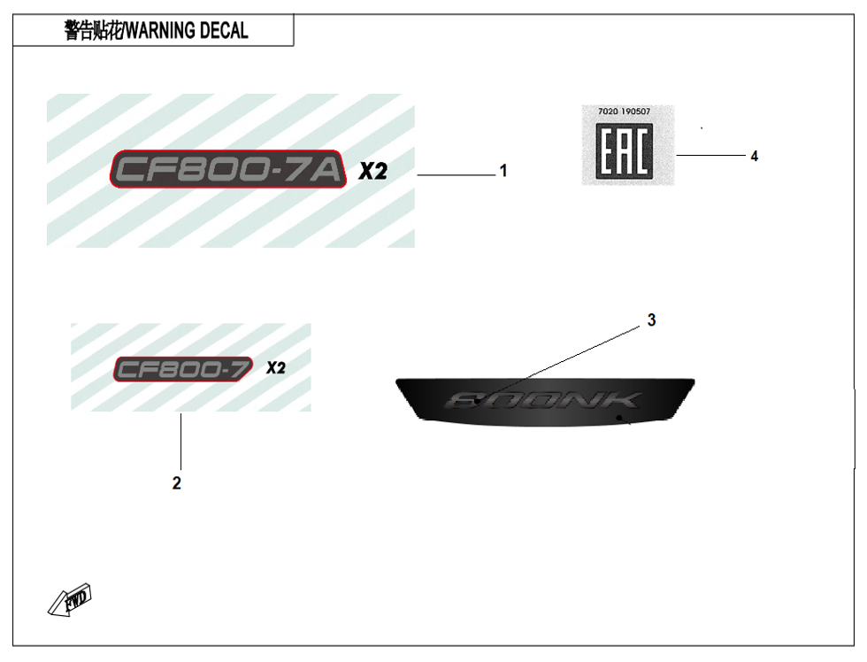 vue éclatée label - cfmoto cf800 nk sport 2024