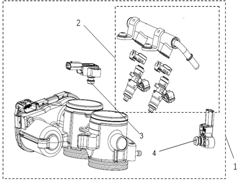 vue éclatée throttle&injector - cfmoto cf700 mt 2024