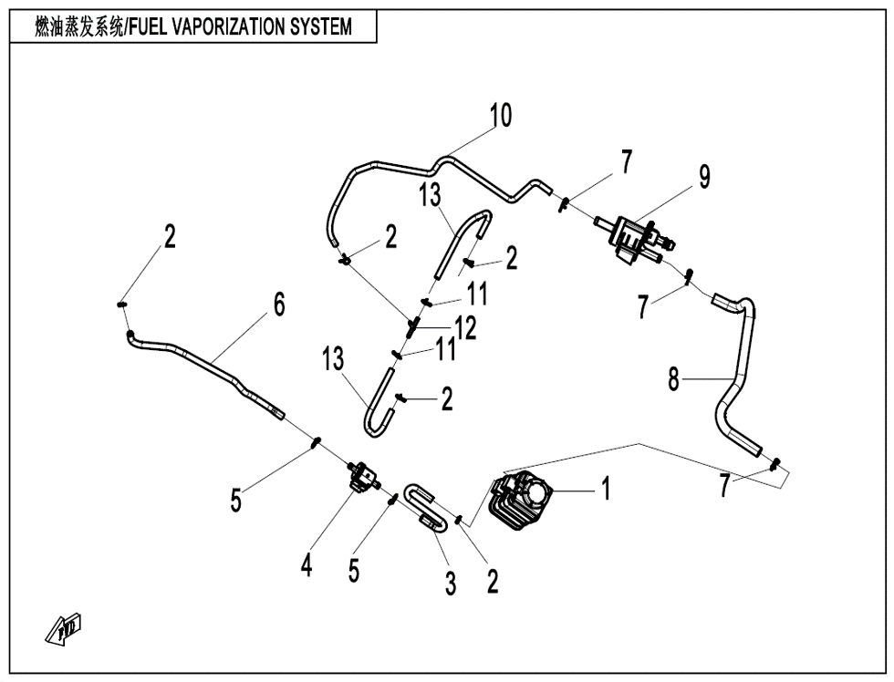 vue éclatée fuel vaporization system - cfmoto cf700 mt 2024