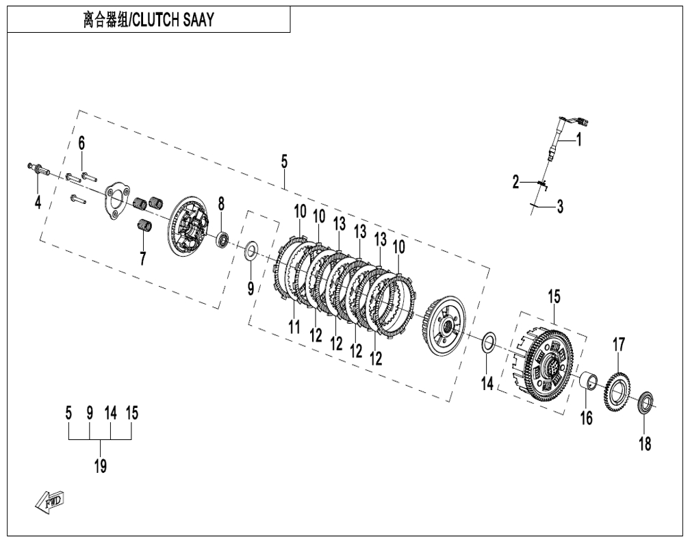 vue éclatée clutch - cfmoto cf 450 nk euro 5+ 2026