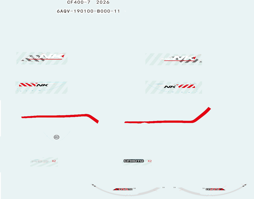 vue éclatée decal kits galaxy grey - cfmoto cf 450 nk euro 5+ 2026