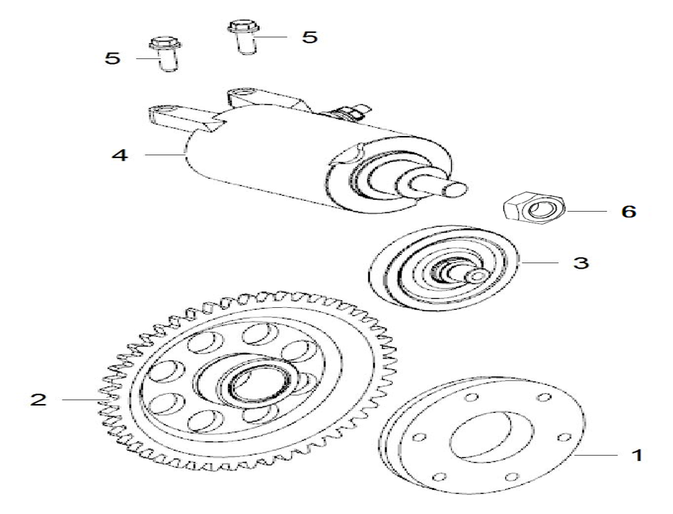 vue éclatée starter motor / starter clutch - cfmoto cf125 nk e5+ 2025