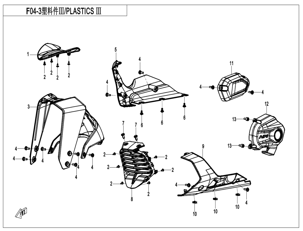 vue éclatée plastics ? - cfmoto cf125 nk e5+ 2025