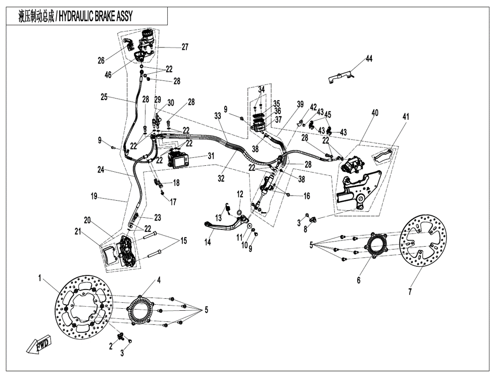 vue éclatée freinage - cfmoto cf700cl-x heritage euro 5 2022