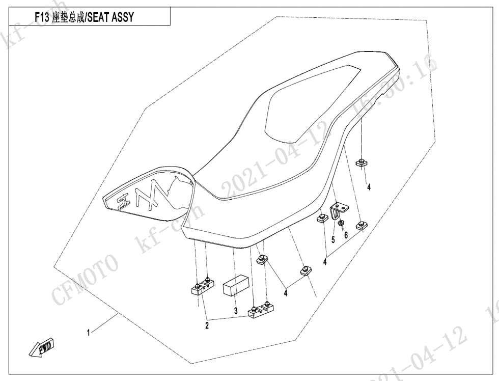vue éclatée seat thread - cfmoto cf650mt a2 euro 5 avec valises 2022