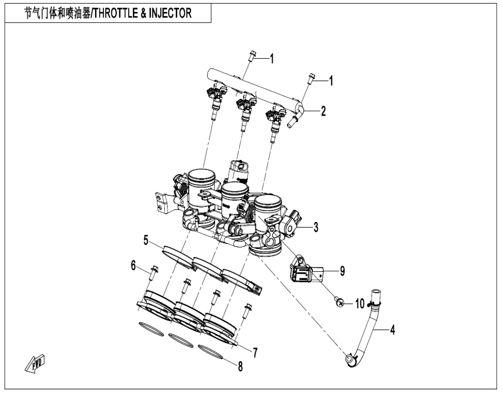 vue éclatée throttle & injector - cfmoto cf675 sr-r a3 2026