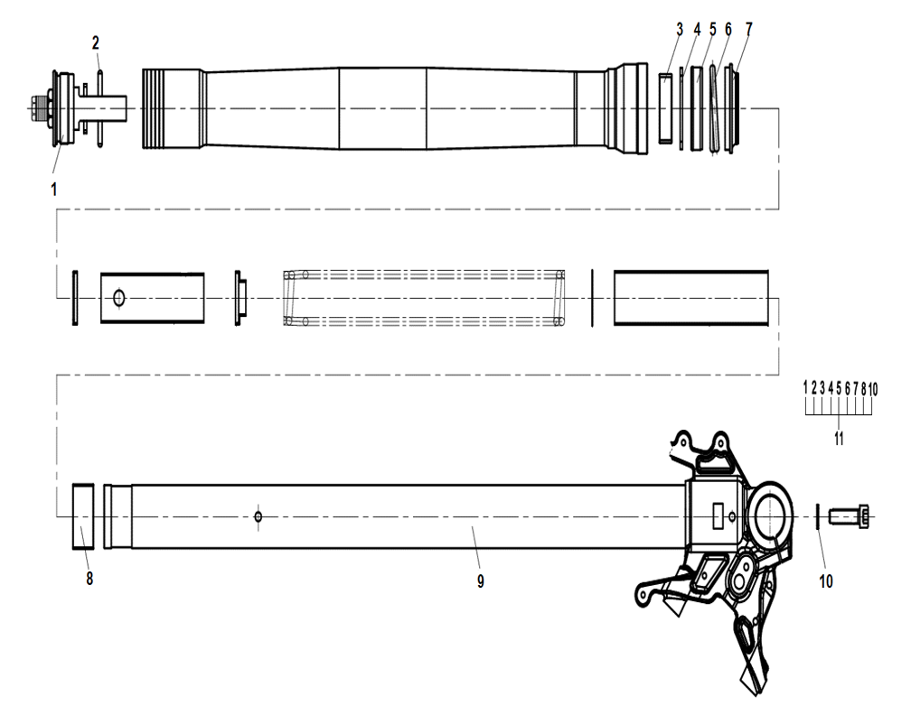 vue éclatée front shock absorber - cfmoto cf675 sr-r a3 2026