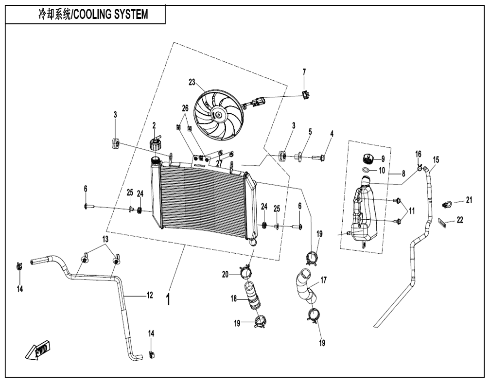 vue éclatée cooling system - cfmoto cf675 sr-r a3 2026