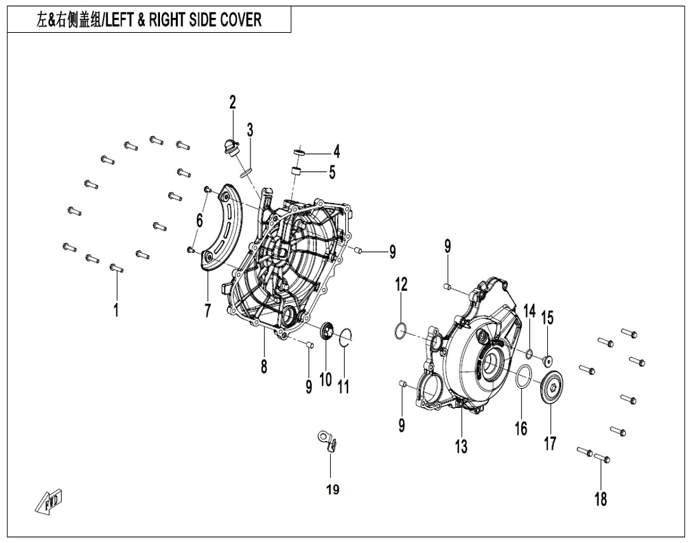 vue éclatée left& right side cover - cfmoto cf675 sr-r a3 2026