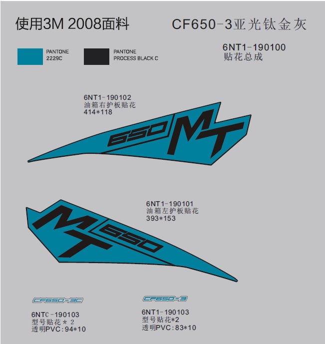 vue éclatée decal 2018-mattetitaniumgrey - cfmoto 650 mt abs with side box 2020
