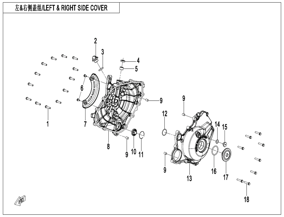 vue éclatée left& right side cover - cfmoto cf675 nk a3 2025