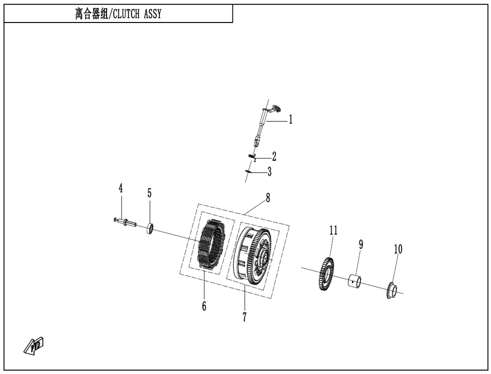 vue éclatée clutch assy - cfmoto cf675 nk a3 2025