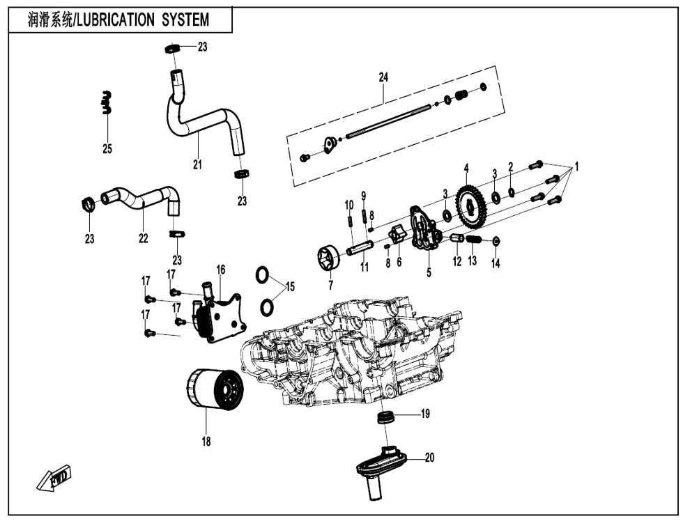 vue éclatée rubrication system - cfmoto cf675 nk a3 2025