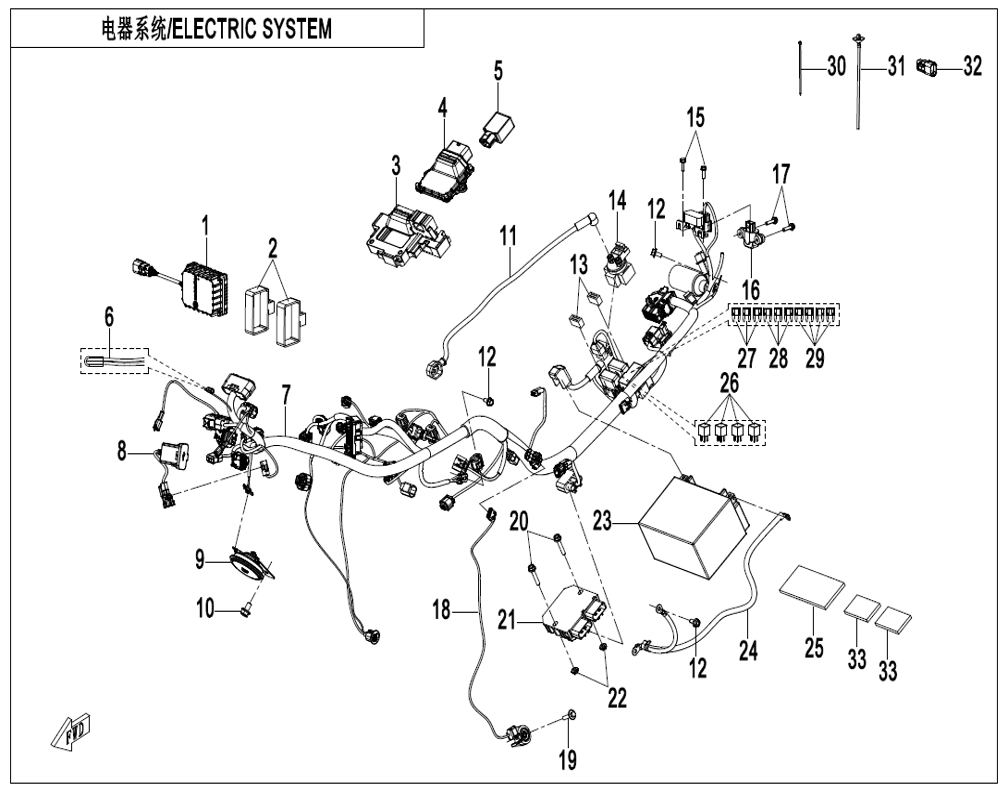 vue éclatée electric system - cfmoto cf450sr 2026