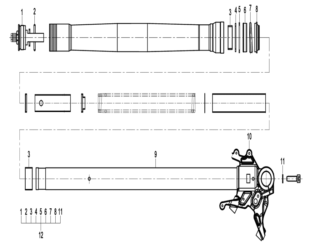 vue éclatée front shock absorber - cfmoto cf450sr 2026