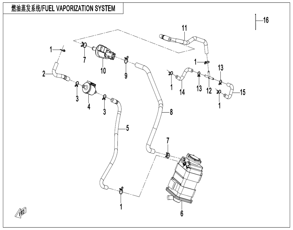 vue éclatée fuel vaporization system - cfmoto cf450sr 2026