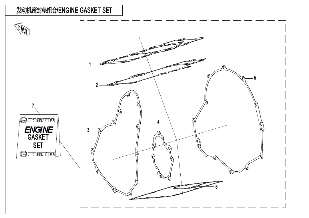 vue éclatée enging gasket set - cfmoto 400 nk abs 2018