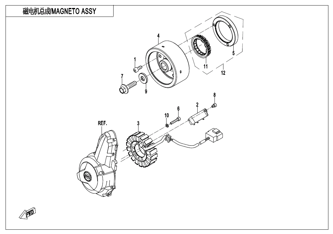 vue éclatée magneto assy - cfmoto 400 nk abs 2018