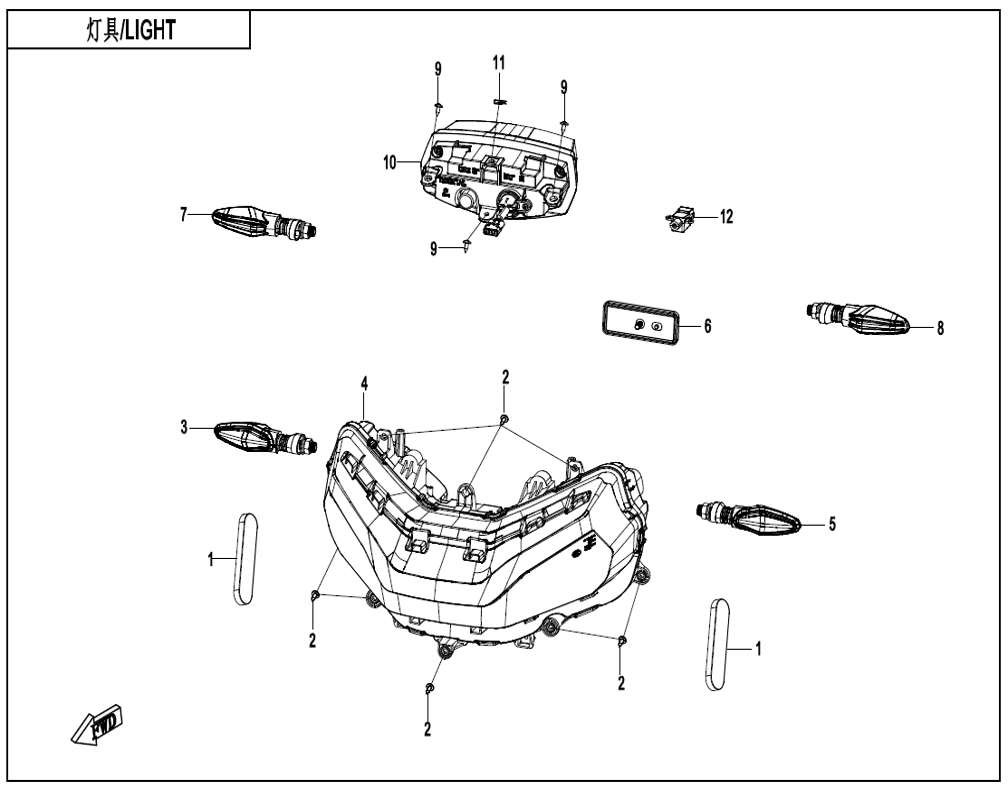 vue éclatée lights - cfmoto cf1000 mt-x 2026